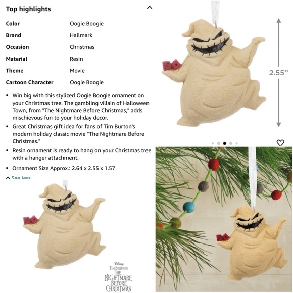 Disney Tim Burton's The Nightmare Before Christmas Oogie Boogie Ornament - Picture 9 of 9
